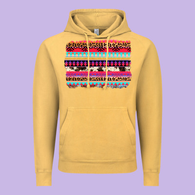 Aztec Western Leopard Cowhide Background Vintage Hoodie Designed By Adodesignshop