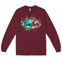 Burgundy heart teacher Long Sleeve Tee - MaliasSmallBusiness