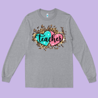 Heart Teacher Long Sleeve Tee Designed By Maliassmallbusiness