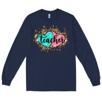 Navy heart teacher Long Sleeve Tee - MaliasSmallBusiness