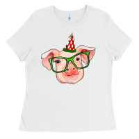 White pig christmas Ladies Tee - RanaPortraitStore