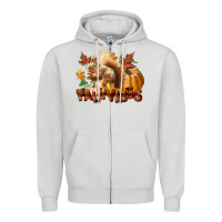 Dove Grey Fall Vibes Squirrel Zipper Hoodie - LillyAllenDesigns