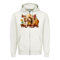 Oatmeal Heather Fall Vibes Squirrel Zipper Hoodie - LillyAllenDesigns