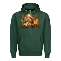 Sports Green Fall Vibes Squirrel Zipper Hoodie - LillyAllenDesigns