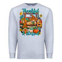 Heather Grey Thankful Blessed Premium Sweatshirt - texasbilliewilder