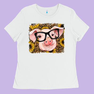 Sunflowers Pig Ladies Tee Designed By Ranaportraitstore