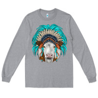 Heather Grey simmental indian headdress Long Sleeve Tee - JahusDesignShop