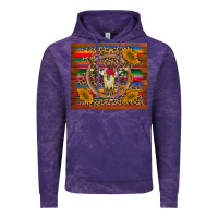 Cloud Purple serape sunflowers bull skull background Vintage Hoodie - Artiststas