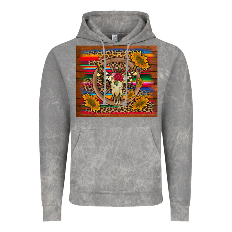 Serape Sunflowers Bull Skull Background Vintage Hoodie by Artiststas | Teevron