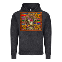 Vintage Black serape sunflowers bull skull background Vintage Hoodie - Artiststas
