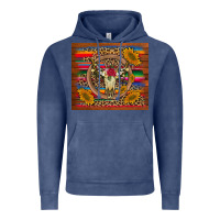 Vintage Denim serape sunflowers bull skull background Vintage Hoodie - Artiststas
