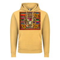 Vintage Mustard serape sunflowers bull skull background Vintage Hoodie - Artiststas