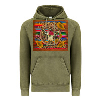 Vintage Olive serape sunflowers bull skull background Vintage Hoodie - Artiststas