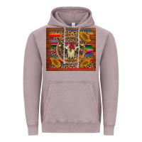 Vintage Zinc serape sunflowers bull skull background Vintage Hoodie - Artiststas