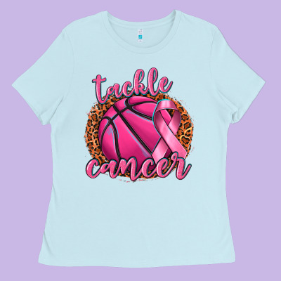 Tackle Cancer Basketball Ladies Tee Designed By Texasbilliewilder