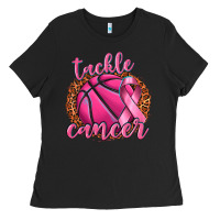 Black tackle cancer basketball Ladies Tee - texasbilliewilder