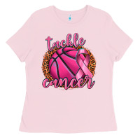 Bubblegum Pink tackle cancer basketball Ladies Tee - texasbilliewilder