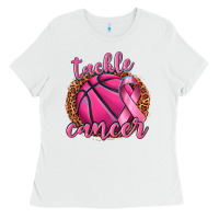White tackle cancer basketball Ladies Tee - texasbilliewilder