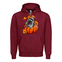 Burgundy Fall Pumpkin Raccoon Zipper Hoodie - LillyAllenDesigns