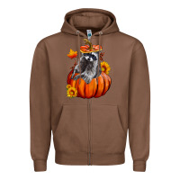 Chestnut Fall Pumpkin Raccoon Zipper Hoodie - LillyAllenDesigns