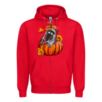 Red Fall Pumpkin Raccoon Zipper Hoodie - LillyAllenDesigns