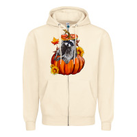 Sandshell Fall Pumpkin Raccoon Zipper Hoodie - LillyAllenDesigns