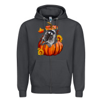 Smoke Fall Pumpkin Raccoon Zipper Hoodie - LillyAllenDesigns