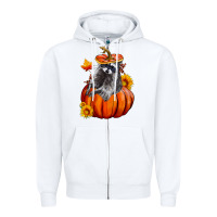 Fall Pumpkin Raccoon Zipper Hoodie | Teevron
