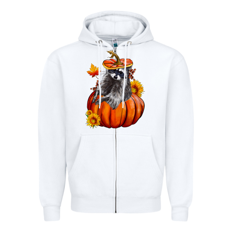 Fall Pumpkin Raccoon Zipper Hoodie by LillyAllenDesigns | Teevron