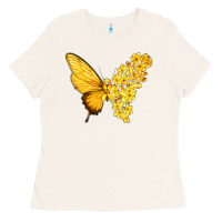 Bone flowers and childhood cancer ribbon butterfly Ladies Tee - texasbilliewilder