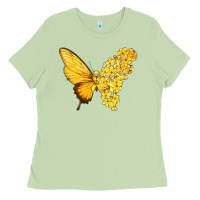 Matcha flowers and childhood cancer ribbon butterfly Ladies Tee - texasbilliewilder