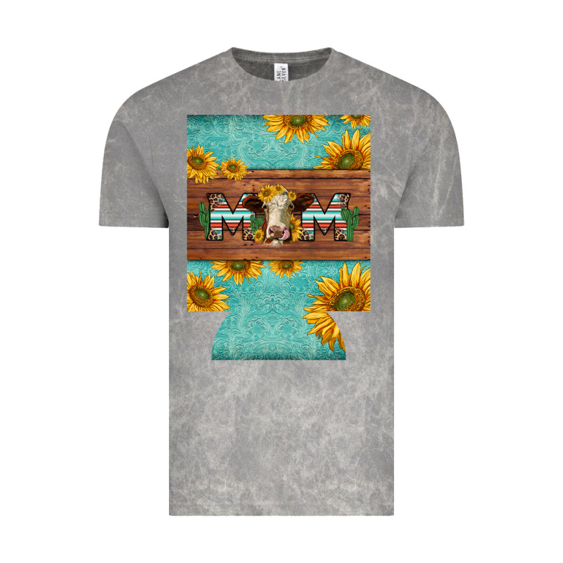 Mom Hereford Cattle Sunflowers On Tooled Leather Regular Can Cooler Vintage Tee by BarkalooDesign | Teevron