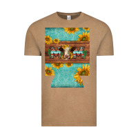 Vintage Coffee mom hereford cattle sunflowers on tooled leather regular can cooler Vintage Tee - BarkalooDesign