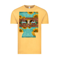 Vintage Mustard mom hereford cattle sunflowers on tooled leather regular can cooler Vintage Tee - BarkalooDesign