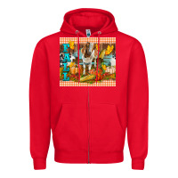 Red Fall With Baby Goat Zipper Hoodie - LillyAllenDesigns