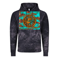 Cloud Black cowboy hat turquoise aztec background old wheel Vintage Hoodie - Artiststas