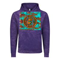 Cloud Purple cowboy hat turquoise aztec background old wheel Vintage Hoodie - Artiststas