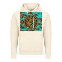 Vintage Artic cowboy hat turquoise aztec background old wheel Vintage Hoodie - Artiststas
