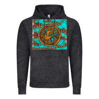 Vintage Black cowboy hat turquoise aztec background old wheel Vintage Hoodie - Artiststas