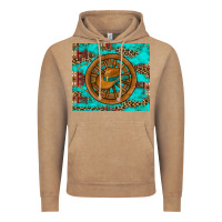 Vintage Coffee cowboy hat turquoise aztec background old wheel Vintage Hoodie - Artiststas