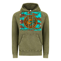 Vintage Olive cowboy hat turquoise aztec background old wheel Vintage Hoodie - Artiststas