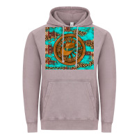 Vintage Zinc cowboy hat turquoise aztec background old wheel Vintage Hoodie - Artiststas