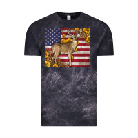 Cloud Black Western American Flag And Deer Vintage Tee - LillyAllenDesigns