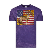 Cloud Purple Western American Flag And Deer Vintage Tee - LillyAllenDesigns