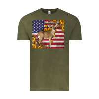 Vintage Olive Western American Flag And Deer Vintage Tee - LillyAllenDesigns