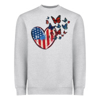 Heather Grey 4th of july american flag heart butterfly Heavyweight Sweatshirt - MaliasSmallBusiness