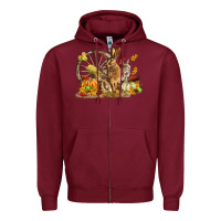 Burgundy Fall Rabbit Zipper Hoodie - LillyAllenDesigns