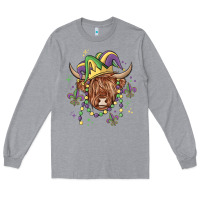 Heather Grey mardi gras cow Long Sleeve Tee - MaliasSmallBusiness