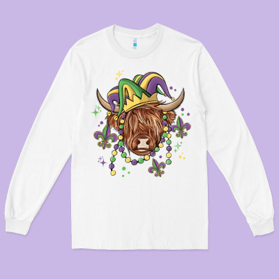 Mardi Gras Cow Long Sleeve Tee Designed By Maliassmallbusiness