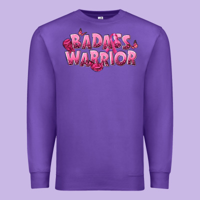 Badass Warrior Breast Cancer Premium Sweatshirt Designed By Nancycooperartshop